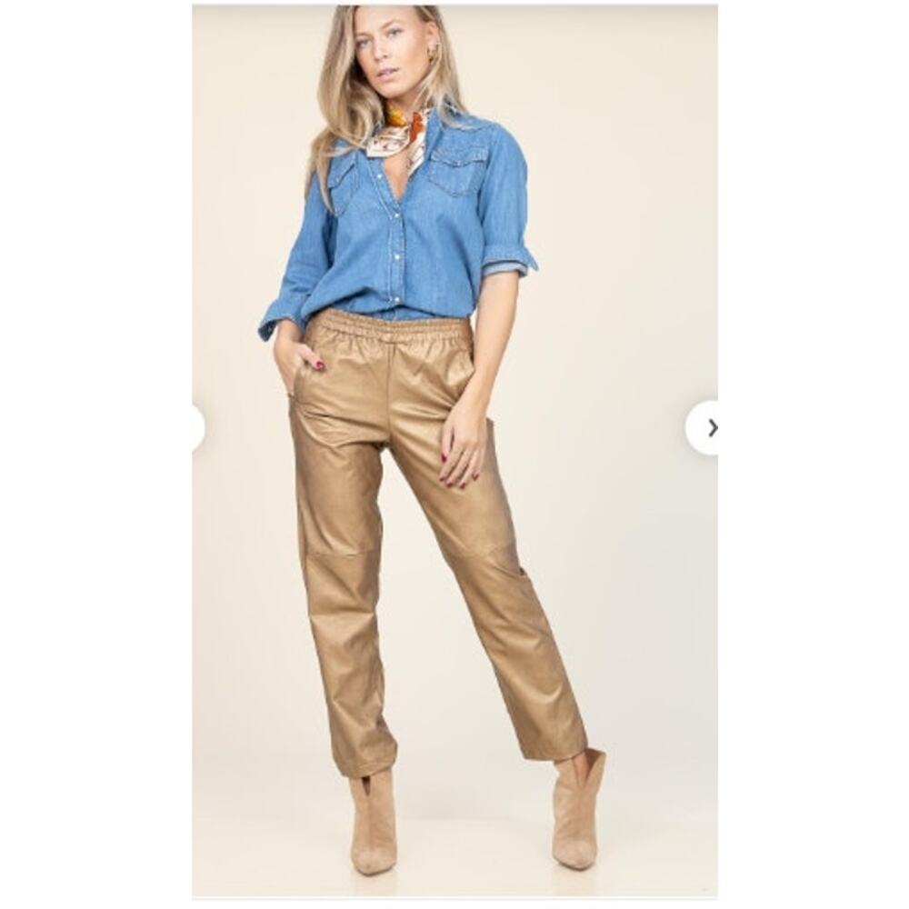 New NWT Louizon Faux Leather‎ Gold Pants Size 0